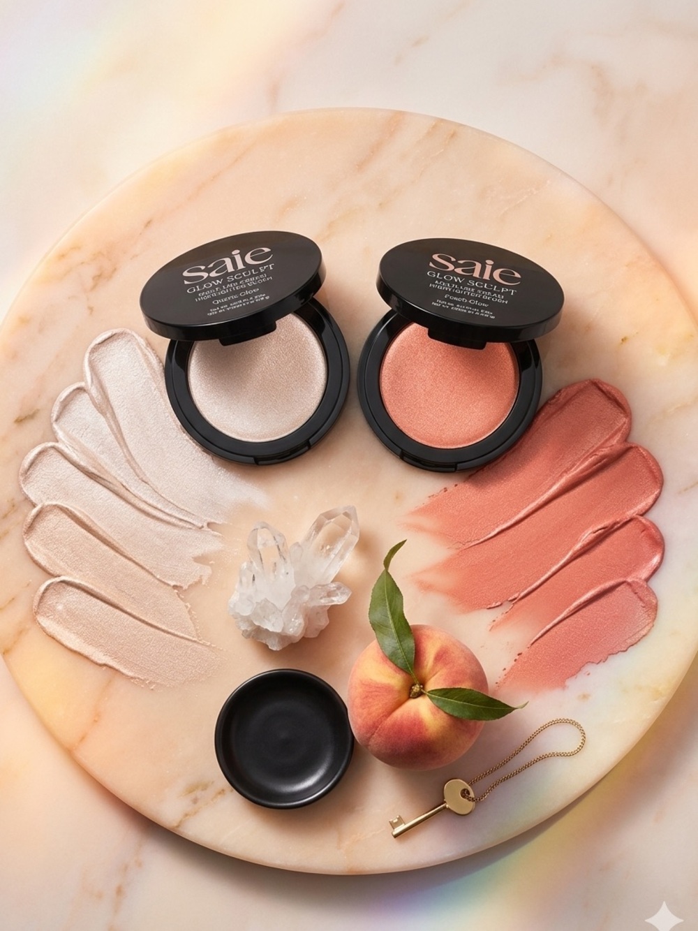 Saie Glow Sculpt Multi-Use Cream Highlighter Blush - Quartz & Peach Duo - NEW! - Picture 4 of 9